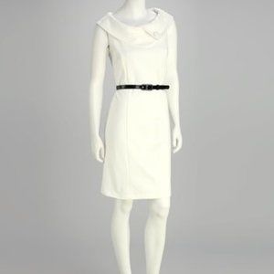 Eden Court Size 6 Cream Cowl Neck Midi Length Dress